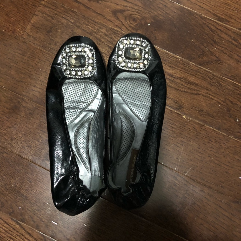 Black embellished flats